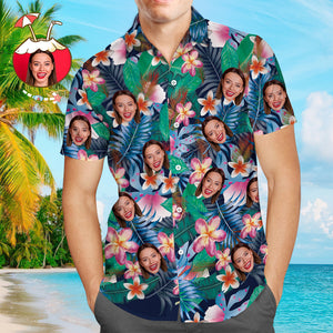 Camisa Personalizada De La Cara Camisa Hawaiana De Los Hombres Foto Personalizada Camisetas De Flores Coloridas
