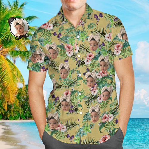 Camisa Hawaiana De Cara Personalizada Flores Camisa Del Día Del Padre Regalo Para Papá