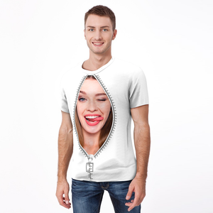 Personalizada Camiseta de Cara Cremallera de Impresión Completa Camiseta de Foto