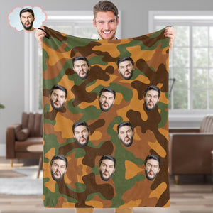 Custom Blanket Personalized Photo Camouflage Blanket For Lover - Peru-Green
