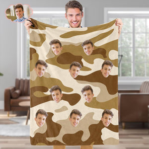 Custom Blanket Personalized Photo Camouflage Blanket For Lover - Wheat