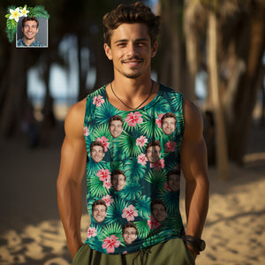 Camiseta Sin Mangas Para Hombre Con Cara Gruesa Personalizada, Flores Rojas - MyFaceSocksMX