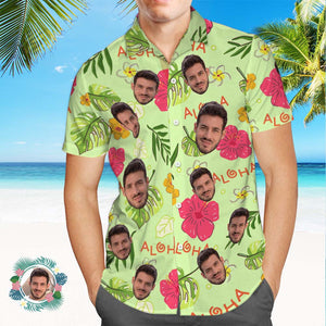Camisa Hawaiana Con Estampado Integral De Cara Personalizada Camisa Hawaiana Con Flores Aloha - MyFaceSocksMX