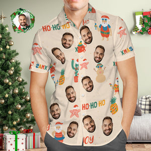 Camisa Hawaiana Con Cara Personalizada Camisas Hawaianas Con Foto Personalizada Navidad Hohoho Feliz Navidad - MyFaceSocksMX