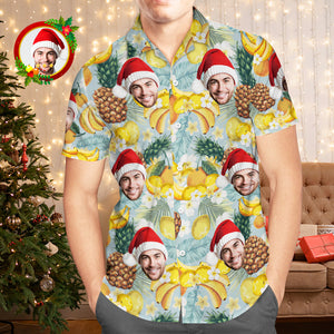 Camisas Hawaianas Con Cara Personalizada, Regalo Fotográfico Personalizado, Camisas Navideñas Para Hombre, Frutas Tropicales - MyFaceSocksMX