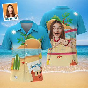 Camisa Hawaiana De Cara Personalizada Texto Personalizado Sand Digger Regalos Para Los Amantes Del Voleibol - MyFaceSocksMX