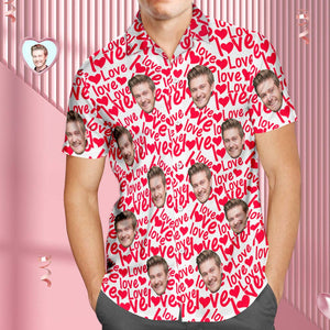 Camisa Hawaiana Con Cara Personalizada Para Hombres Camisa De Amor Totalmente Estampada Regalos Del Día De San Valentín Para Él - MyFaceSocksMX