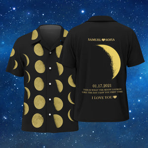 Camisa Hawaiana De Fase Lunar Personalizada Para Hombres Camisa Personalizada Con Estampado Completo - MyFaceSocksMX
