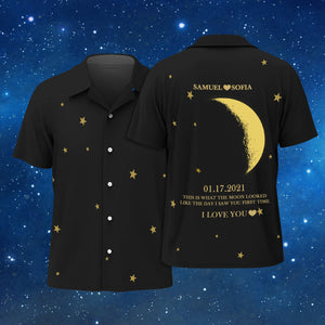 Fase Lunar Personalizada Y Nombres Camisa Hawaiana Para Hombres Camisa Personalizada Con Estampado Completo - MyFaceSocksMX