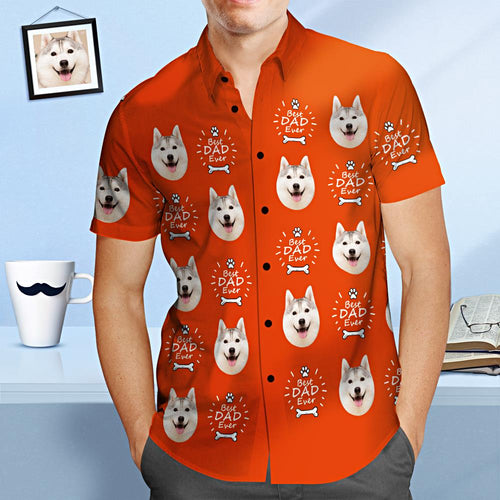 Camisa Hawaiana De Cara Personalizada El Mejor Papá Del Perro Jamás Regalo Personalizado De La Camisa Del Día Del Padre Para Papá - MyFaceSocksMX