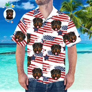 Camisa Hawaiana De Cara Personalizada Camisa Hawaiana De La Bandera De América Para Fiesta En La Playa - MyFaceSocksMX
