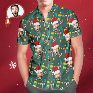 Ropa De Cara Personalizada Para Hombres Sombrero De Papá Noel Navidad Hawaiano Aloha Camisas Regalo De Navidad - MyFaceSocksMX