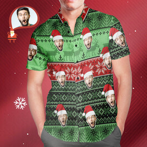 Ropa De Cara Personalizada Para Hombres Sombrero De Papá Noel Camisa Hawaiana De Navidad Regalo De Navidad Personalizado - MyFaceSocksMX