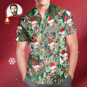 Camisa Hawaiana De Feliz Navidad Con Cara Personalizada Para Hombre Regalo De Navidad Personalizado - MyFaceSocksMX
