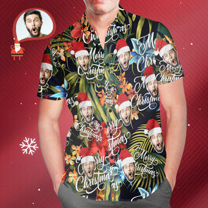 Cara Personalizada De Los Hombres Feliz Navidad All Over Print Fun Christmas Hawaiian Shirts Gift Para Hombres - MyFaceSocksMX