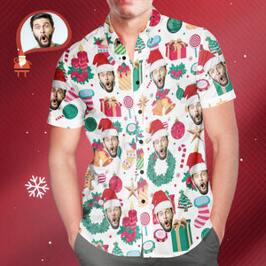 Regalo Divertido De La Camisa Hawaiana Del Modelo De La Navidad De La Cara Personalizada Para Él - MyFaceSocksMX