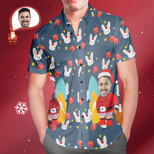 Camisa Hawaiana De Navidad Con Estampado De Cara De Papá Noel Personalizada, Regalo De Navidad Para Él - MyFaceSocksMX