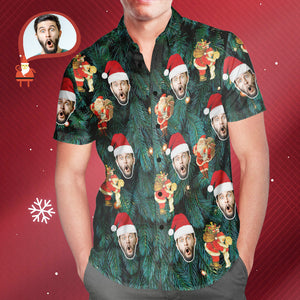 Camisa Hawaiana Estilo Árbol De Navidad Con Estampado Completo Para Hombre Con Cara Personalizada, Regalo De Navidad - MyFaceSocksMX