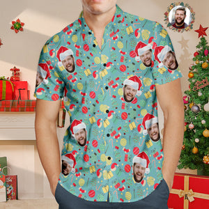Camisa Hawaiana De Cara Personalizada Camisas De Navidad Con Foto Personalizada Regalo Divertido Para Hombres - MyFaceSocksMX