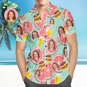 Camisa Hawaiana De Cara Personalizada Camisa De Toronja Maravillosa Camisa De Festival Para Hombre - MyFaceSocksMX