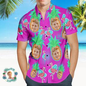 Foto Personalizada Camisa Hawaiana Vacaciones En La Playa Popular Para Hombres Estampado Completo Camisa Hawaiana En La Playa Regalo De Vacaciones Flamenco - MyFaceSocksMX