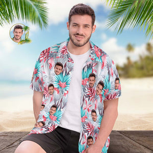 Camisa Hawaiana Con Cara Personalizada, Camisa Aloha Con Estampado Integral Para Hombre, Regalo, Estilo Hawaiano Romántico - MyFaceSocksMX