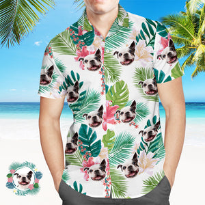 Camisa Hawaiana Con Estampado De Cara Personalizada Camisa Divertida Con Hojas De Cara De Mascota - MyFaceSocksMX