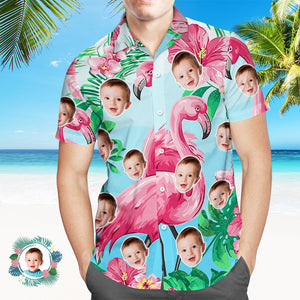 Foto Personalizada Camisa Hawaiana Traje De Pareja Padre-niño Usa Cara Camisa Hawaiana Regalo Flamenco - MyFaceSocksMX