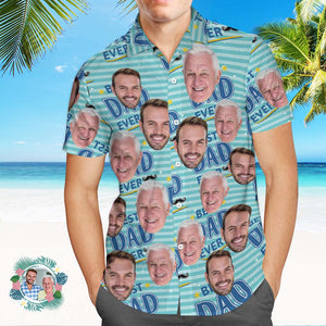Camisa Hawaiana Con Estampado De Cara Personalizada Regalo Increíble Para Papá Para El Mejor Padre - MyFaceSocksMX