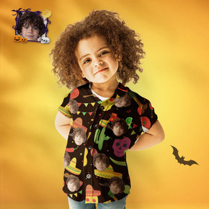 Camisa Hawaiana De Halloween Con Cara Personalizada Camisa Hawaiana Personalizada Para Fiesta De Halloween Para Niños - MyFaceSocksMX