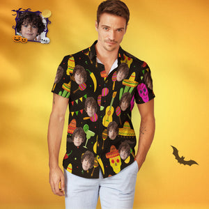 Camisa Hawaiana De Halloween Con Cara Personalizada Camisa Hawaiana Personalizada Para Fiesta De Halloween Para Hombres - MyFaceSocksMX
