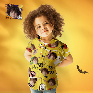 Camisa Hawaiana Personalizada Happy Halloween Con Cara Personalizada Para Niños - MyFaceSocksMX