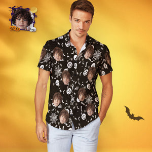 Camisa Hawaiana De Halloween Personalizada Con Estampado De Cara Divertida De Halloween Para Hombre - MyFaceSocksMX