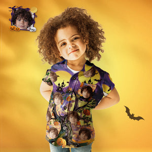 Camisa Hawaiana Personalizada Estilo Halloween Con Cara Personalizada Para Niños - MyFaceSocksMX