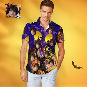 Camisa Hawaiana Personalizada Estilo Halloween Con Cara Personalizada Para Hombre - MyFaceSocksMX