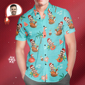 Camisa Hawaiana Personalizada Para Fiesta En La Piscina De Navidad Con Cara, Regalo De Navidad Personalizado Para Hombre - MyFaceSocksMX