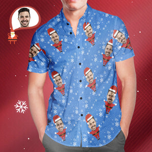 Camisa Hawaiana Con Estampado Completo De Papá Noel De Navidad Con Cara Personalizada Para Hombre Regalo De Navidad - MyFaceSocksMX