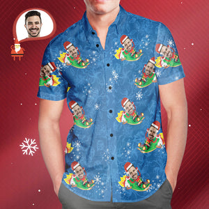 Camisa Hawaiana De Cara Personalizada Para Hombre Camisa Hawaiana Divertida De Papá Noel Regalo De Navidad - MyFaceSocksMX