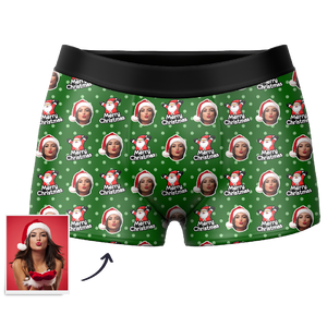 Gorro Navideño Boxers Calzoncillos Personalizados con Cara Papá Noel