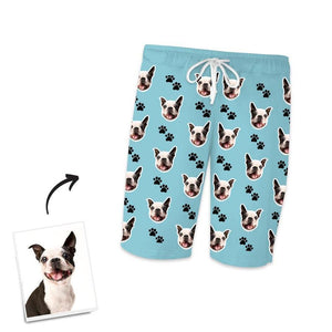 Custom Face Dog Footprints Pantalones de pijama cortos Regalo divertido