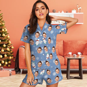 Pijamas De Cara Personalizados Pijamas Azules Pijamas Lindos De Navidad Con Oso Polar - MyFaceSocksMX