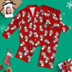 Pijama de Navidad de manga larga con cara personalizada - Traje de Papá Noel