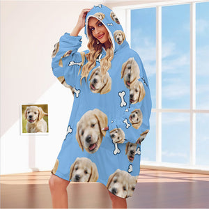Cara Personalizada Adulto Manta Sudadera Con Capucha Manta Personalizada Pijama Regalo Para Mujer Perro Mascota - MyFaceSocksMX