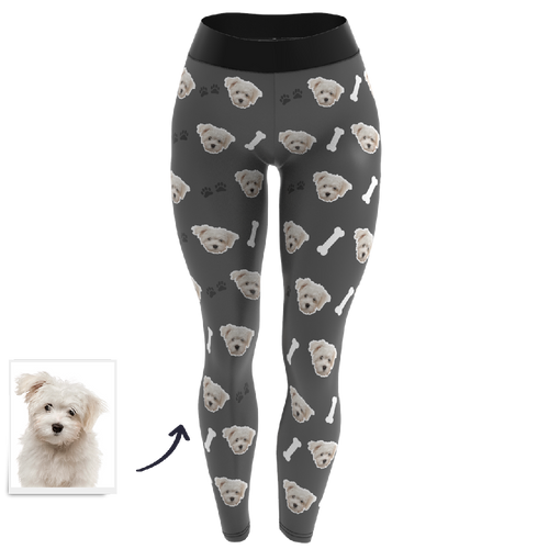 Leggings personalizados con cara de perro mascota personalizada - Pantalones de yoga personalizados