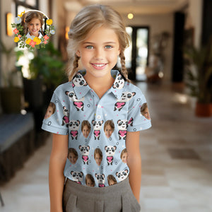 Polo Personalizado Para Niños Con Cara, Camiseta Personalizada Con Foto, Panda Lindo - MyFaceSocksMX