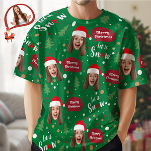 Camiseta Con Cara Personalizada Regalos De Navidad Camiseta Navideña Con Cara De Papá Noel - MyFaceSocksMX