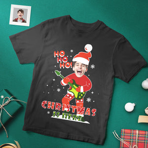 Camiseta Personalizada Con Cara De Navidad, Lindas Camisas Navideñas, Camiseta Con Cara De Papá Noel Mecedora - MyFaceSocksMX