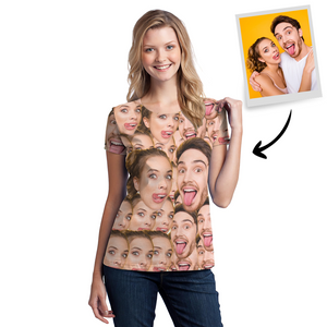 Camiseta personalizada con foto de camiseta de pareja Face Mash