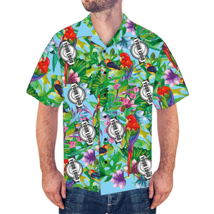 Camisa con logotipo personalizado Camisa hawaiana para hombre Loro colorido