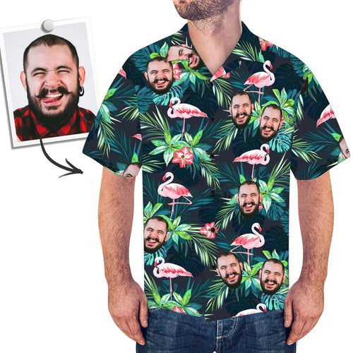 Cara Camisa Personalizada Para Hombre Hawaiana Camisa Con Flamenco Y Flor